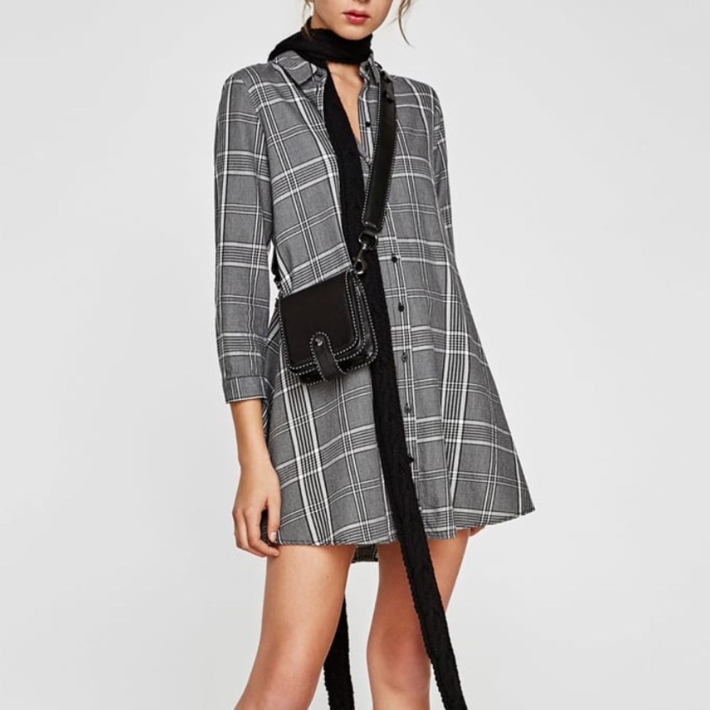 New With Tags Zara Plaid Shirt Dress M